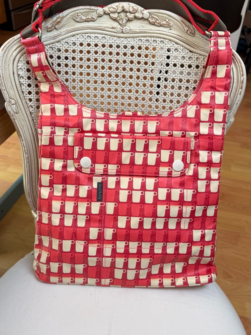 Orla Kiely Red and Cream Geometric Crossbody Bag